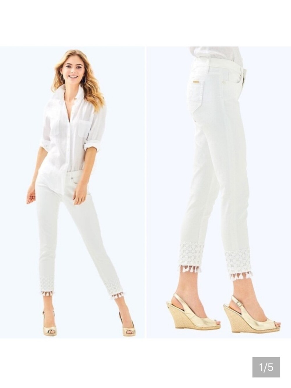 Lilly Pulitzer White South Ocean Crop Jeans